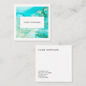 Artist Marble Mint Waterverf Square Visitekaartje (Voorkant / Achterkant)