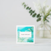 Artist Marble Mint Waterverf Square Visitekaartje (Staand voorkant)