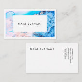 Artist Marble Pink Silver Waterverf Visitekaartje (Voorkant / Achterkant)