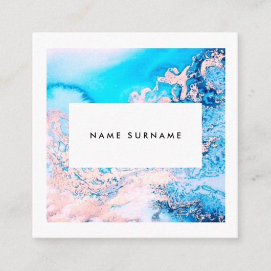 Artist Marble Pink Waterverf Square Visitekaartje (Voorkant)