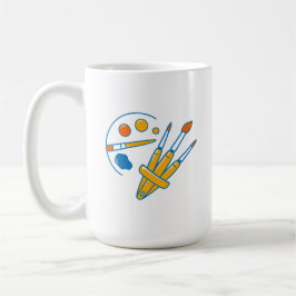 Artist Paint Palette and Brushes Koffiemok