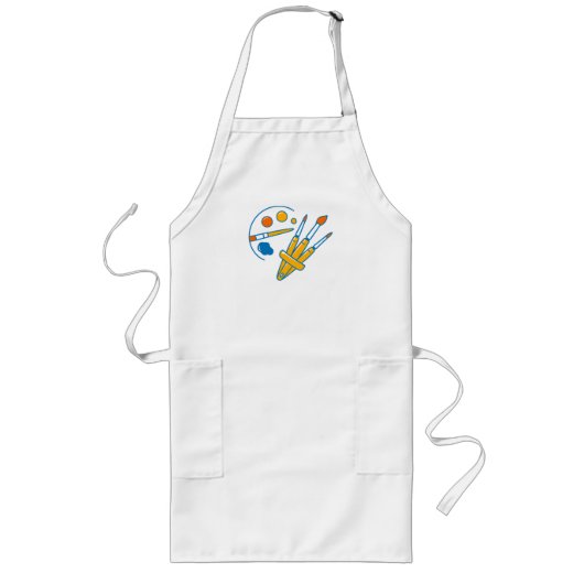 Artist Paint Palette and Brushes Lang Schort (Voorkant)