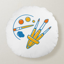 Artist Paint Palette and Brushes Rond Kussen