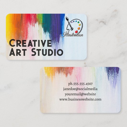 Artist Palette | Colorful Brush Strokes | Creative Visitekaartje (Voorkant / Achterkant)