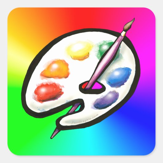 Artist Palette Vierkante Sticker (Voorkant)