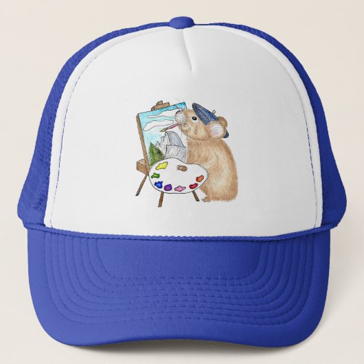 Artist Pika schildert Plein Air Trucker Pet (Voorkant)