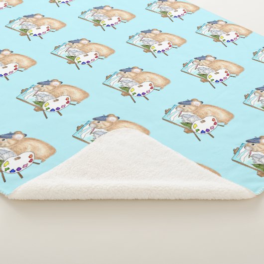 Artist Pika schildert Plein Air Yosemite Sherpa Deken (3/4)