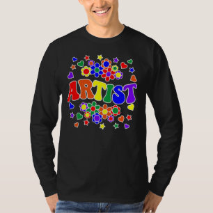 ARTIST-Retro Groovy , Flowers, Hearts, Star T-shirt
