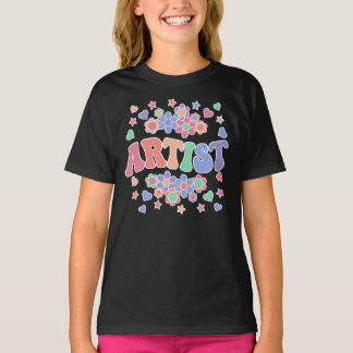 ARTIST-Retro Groovy , Flowers, Hearts, Star T-shirt