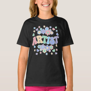 ARTIST-Retro Groovy , Flowers, Hearts, Star T-shirt