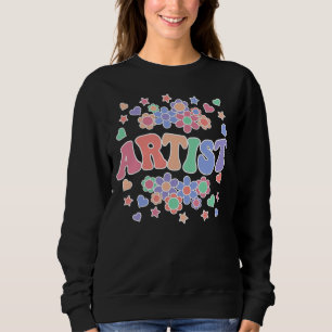 ARTIST-Retro Groovy , Flowers, Hearts, Star Trui