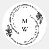 Artist Seal of Authenticity Monogram Ronde Sticker (Voorkant)