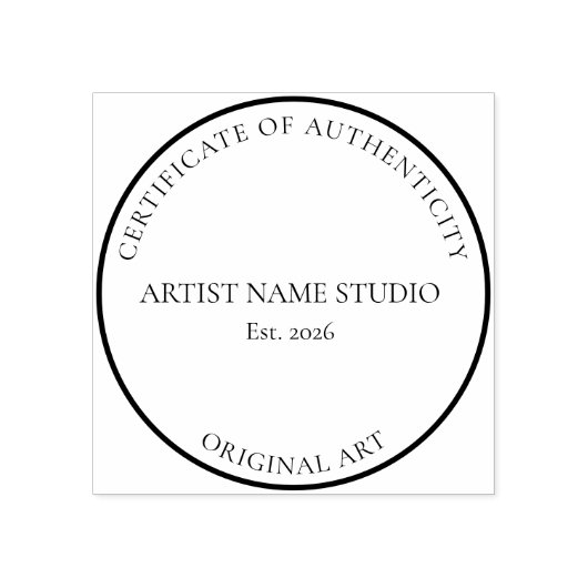 Artist Studio Certificate of Authenticity Stamp Rubberstempel (Afrduk)