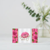 Artist van Makeup met Roze Lips en Bloemen Visitekaartje (Staand voorkant)