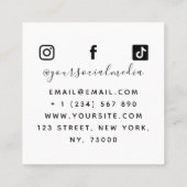 Artist van tattoo voegt uw sociale media Creative  Vierkante Visitekaartje (Achterkant)