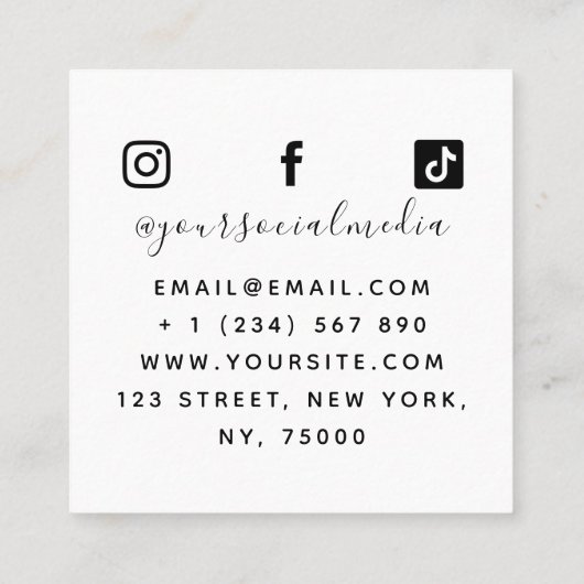 Artist van tattoo voegt uw sociale media Creative  Vierkante Visitekaartje (Achterkant)