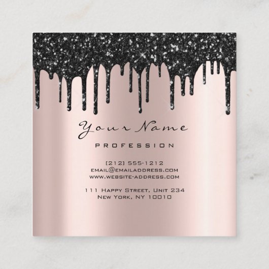 Artist Waxing Brows Black DripMicroblading Vierkante Visitekaartje (Achterkant)