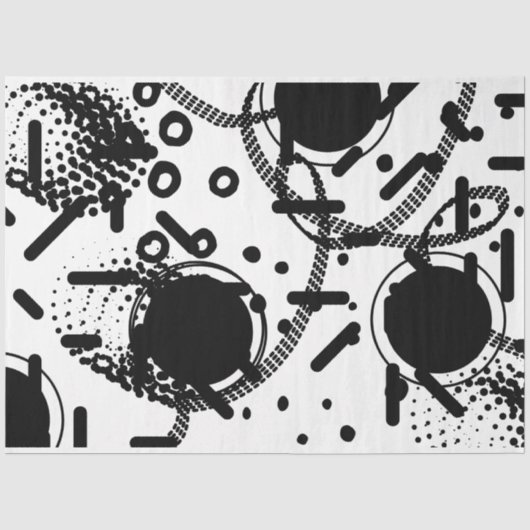 Artist Zwart Wit Grote Abstracte lijn Dot Textuur Tissuepapier (Voorkant)