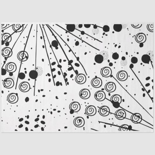Artist Zwart Wit Grote Abstracte spiraal textuur Tissuepapier (Voorkant)