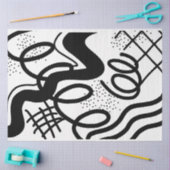 Artist Zwart Wit Grote Abstracte Wave Textuur Tissuepapier (Craft)