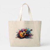 Artistic Abstract Guitar Music Lover's Art Grote Tote Bag (Achterkant)