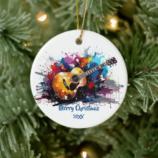 Artistic Abstract Guitar Music Lover's Art Keramisch Ornament (Boom)