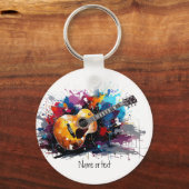 Artistic Abstract Guitar Music Lover's Art  Sleutelhanger (Achterkant)