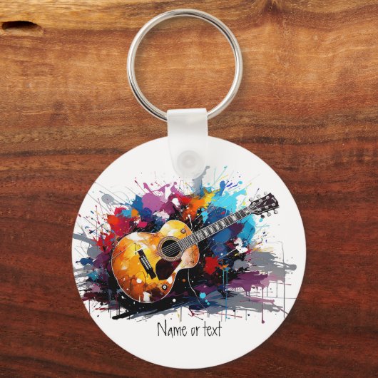 Artistic Abstract Guitar Music Lover's Art  Sleutelhanger (Voorkant)