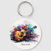 Artistic Abstract Guitar Music Lover's Art  Sleutelhanger (Achterkant)