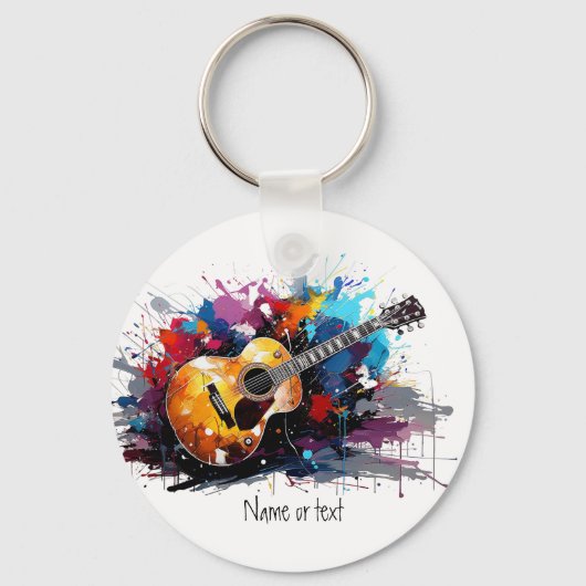 Artistic Abstract Guitar Music Lover's Art  Sleutelhanger (Achterkant)