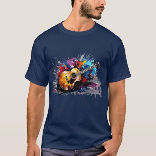 Artistic Abstract Guitar Music Lover's Art T-shirt (Voorkant)