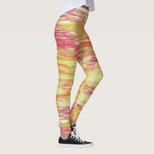 Artistic Abstract Psychedelic Color Burst Opaque Leggings (Rechts)