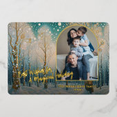 Artistic Abstract Winter Wonderland Art Gold Folie Feestdagenkaart (Voorkant)