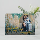 Artistic Abstract Winter Wonderland Art Gold Folie Feestdagenkaart (Staand Voorkant)