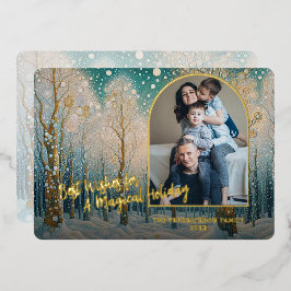 Artistic Abstract Winter Wonderland Art Gold Folie Feestdagenkaart