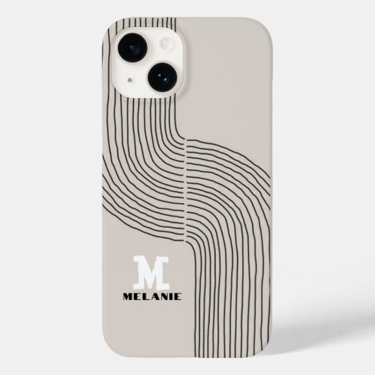 Artistic aesthetic stripes minimal Monogram Case-Mate iPhone Case (Achterkant)