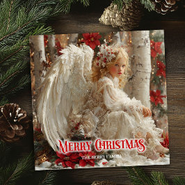 Artistic angelic angel red gold festive magical  feestdagenkaart