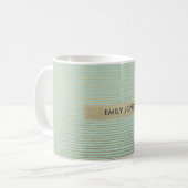 ARTISTIC AQUA SILVER SKETCH STRIPED LINE PATTERN KOFFIEMOK (Voorkant links)