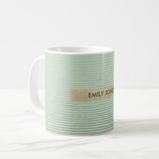 ARTISTIC AQUA SILVER SKETCH STRIPED LINE PATTERN KOFFIEMOK (Voorkant links)