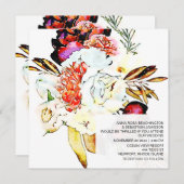 *~* Artistic AR15 QR RSVP Burgundy Floral WEDDING Kaart (Voorkant / Achterkant)