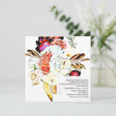 *~* Artistic AR15 QR RSVP Burgundy Floral WEDDING Kaart (Staand voorkant)