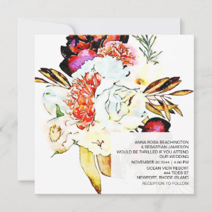 *~* Artistic AR15 QR RSVP Burgundy Floral WEDDING Kaart