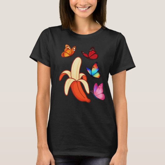 Artistic Banana with Butterflies T-shirt (Voorkant)
