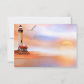 Artistic Beach Vuurtoren Bruiloft RSVP Kaart (Achterkant)