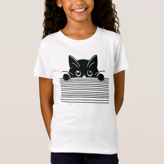 Artistic Black Cat Design T-shirt (Voorkant)