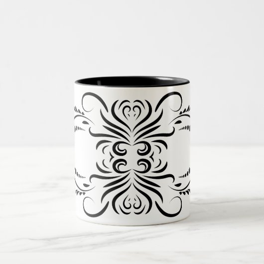 Artistic black white Coffee Mugs Tweekleurige Koffiemok (Center)