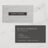 ARTISTIC BLACK WHITE SKETCH STRIPED LINE PATTERN VISITEKAARTJE (Voorkant / Achterkant)