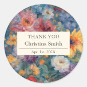 Artistic Bloom Bloemen Pensioen Dank u Ronde Sticker (Voorkant)
