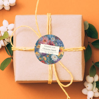 Artistic Bloom Bloemen Pensioen Dank u Ronde Sticker
