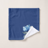 Artistic Blue Floral Drama Waterverf Handgeschilde Bad Handdoek (Wasdoekje)